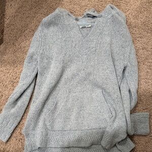 Faherty Light Gray V-Neck Women's Sweater
